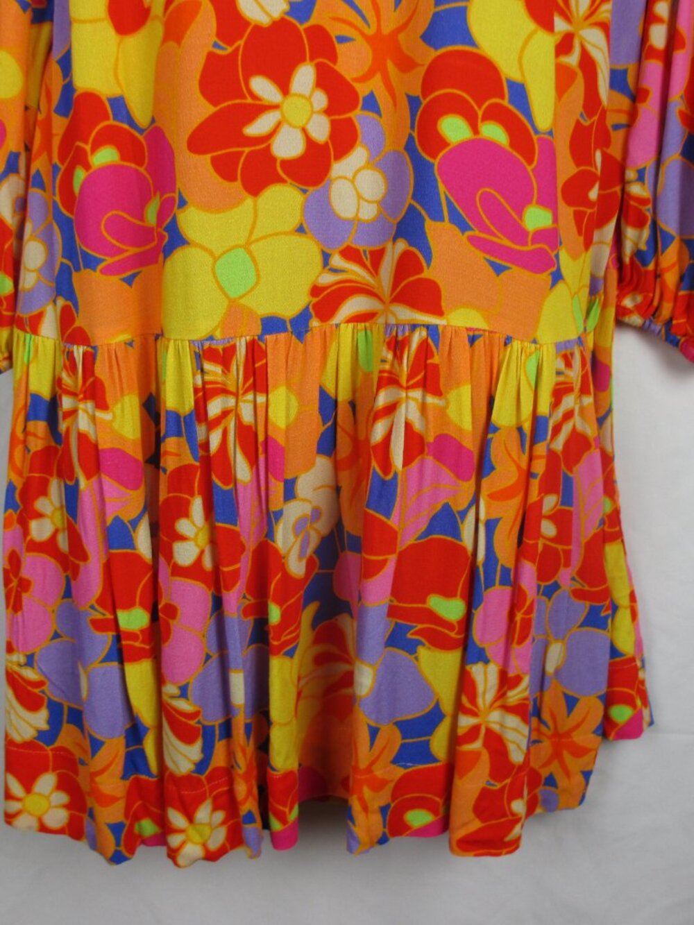 Emily McCarthy Floral Long Sleeve Dress Tiered Hem Multicolor Small $318 Luxury - Picture 7 of 11